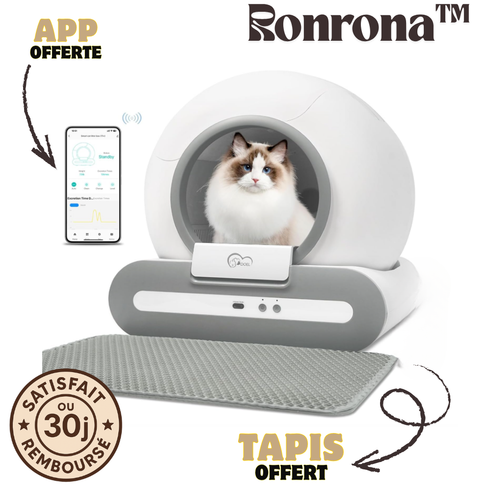 Ronrona™ – Litière Automatique Autonettoyante & Sans Odeur
